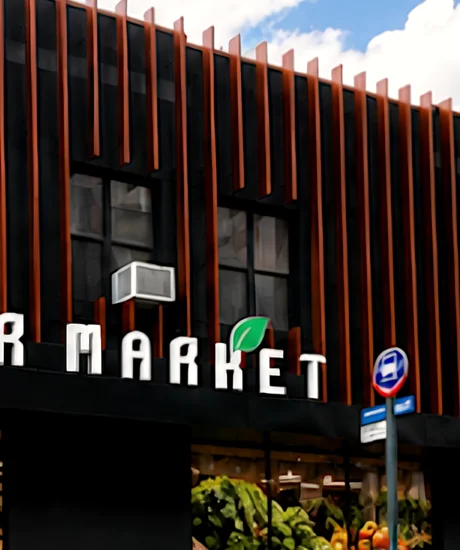 The Bread & Butter Market sign and copper slats on Driggs Ave